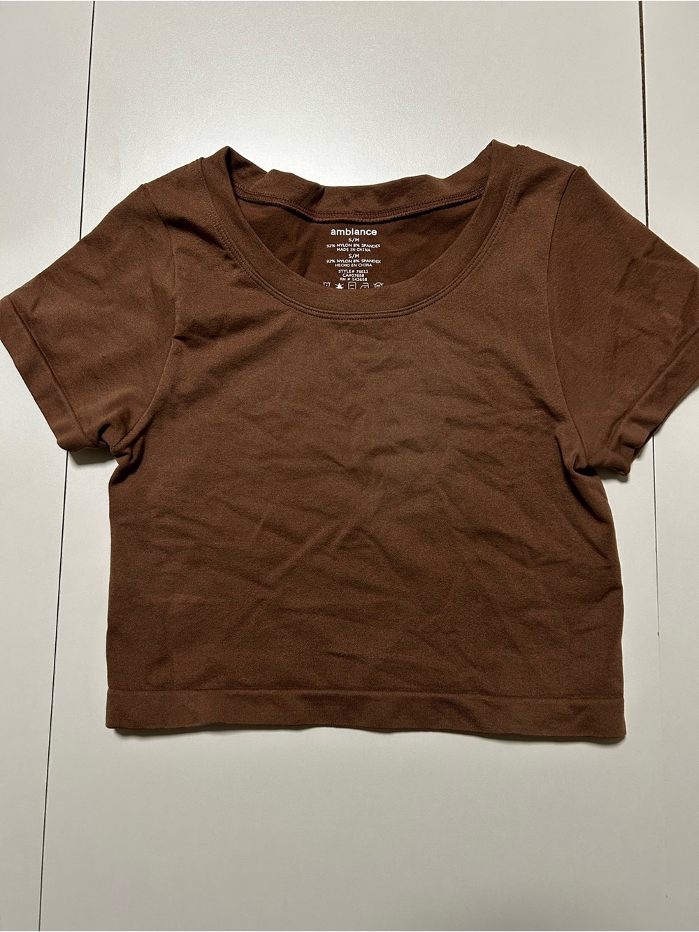 Ambiance Brown Scoop Neck Crop Top